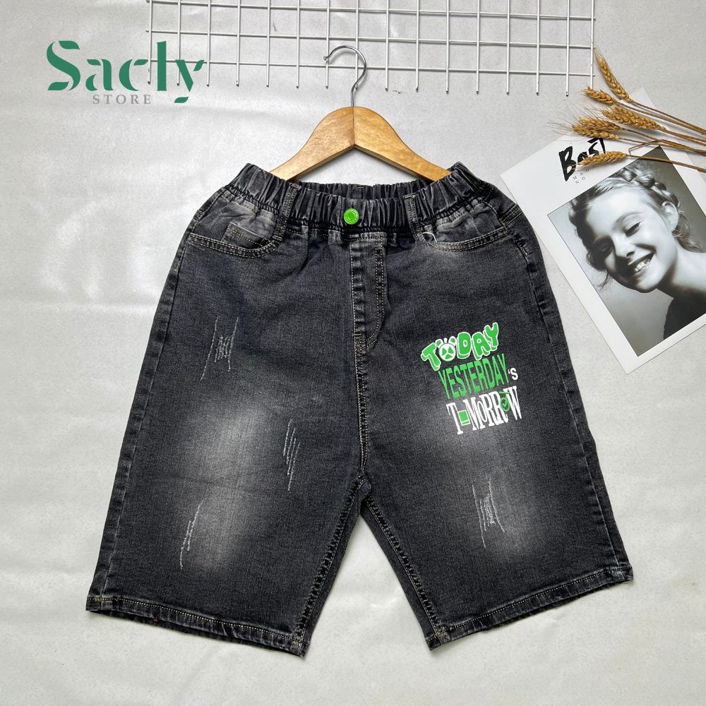 Quần jeans bigsize cho bé trai với chất co giãn, cho bé có số ký 35kg -60kg