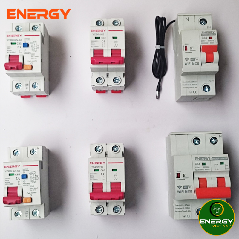 Aptomat mcb ac 2p 32a, 63a 6ka - 100a 10ka energy - thiết bị điện energy