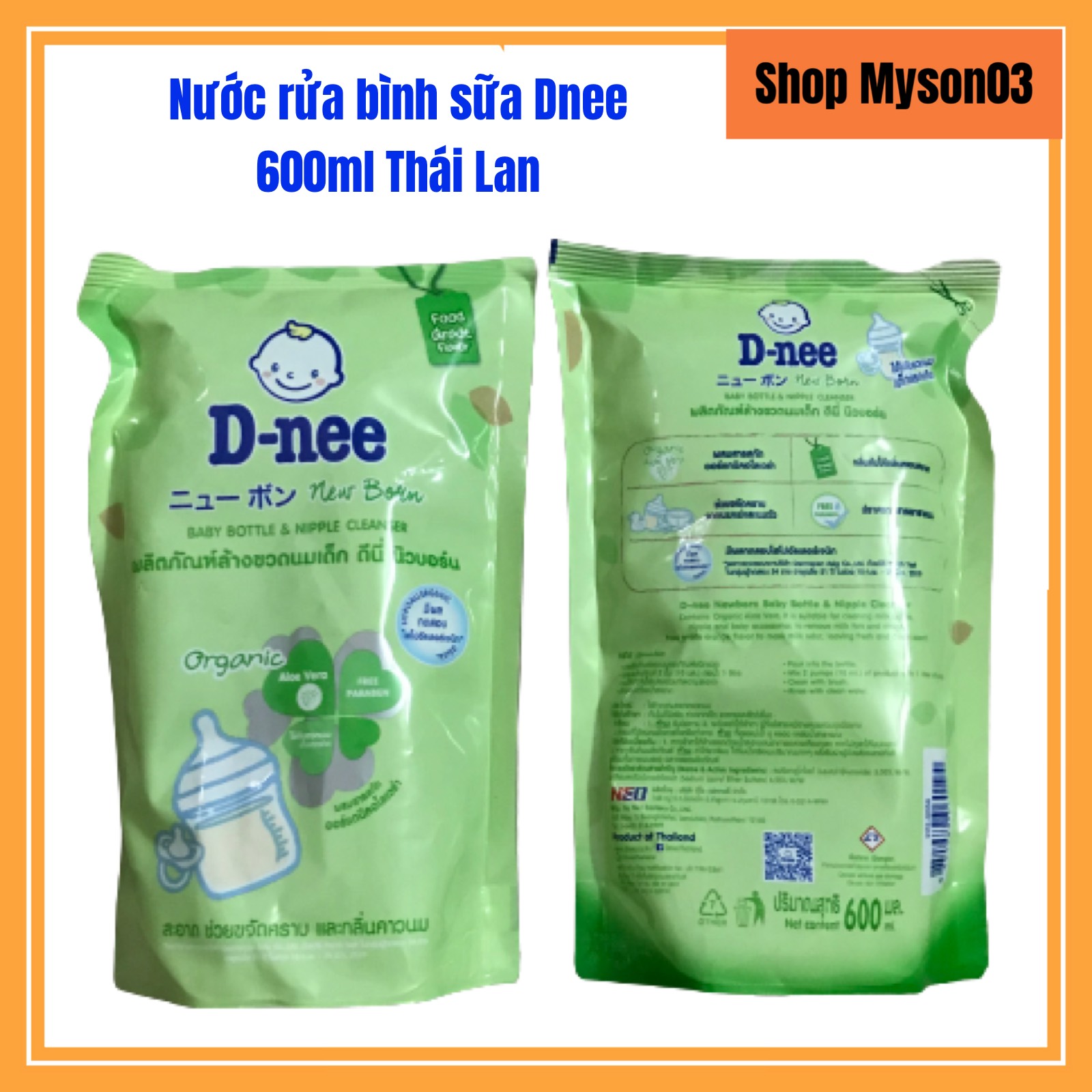 Nước rửa bình sữa dnee oganic 600ml hàng chính hãng - myson03