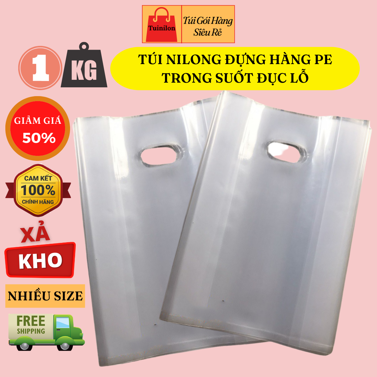 Túi PE Trong Suốt Hột Xoài Trong Mờ Gói Hàng 1 Kg Đục Lỗ Dày Dẻo Dai Bền - Túi Nilon Gói Hàng Tuinilon Giá Rẻ Nhiều Size