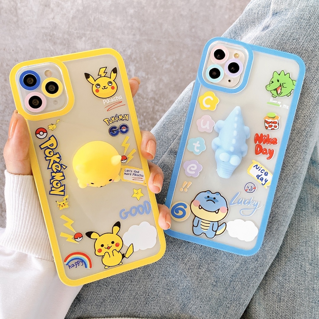 Ốp Lưng Silicon Chống Sốc Viền Nổi - Hình Nổi Pikachu and Crocodile