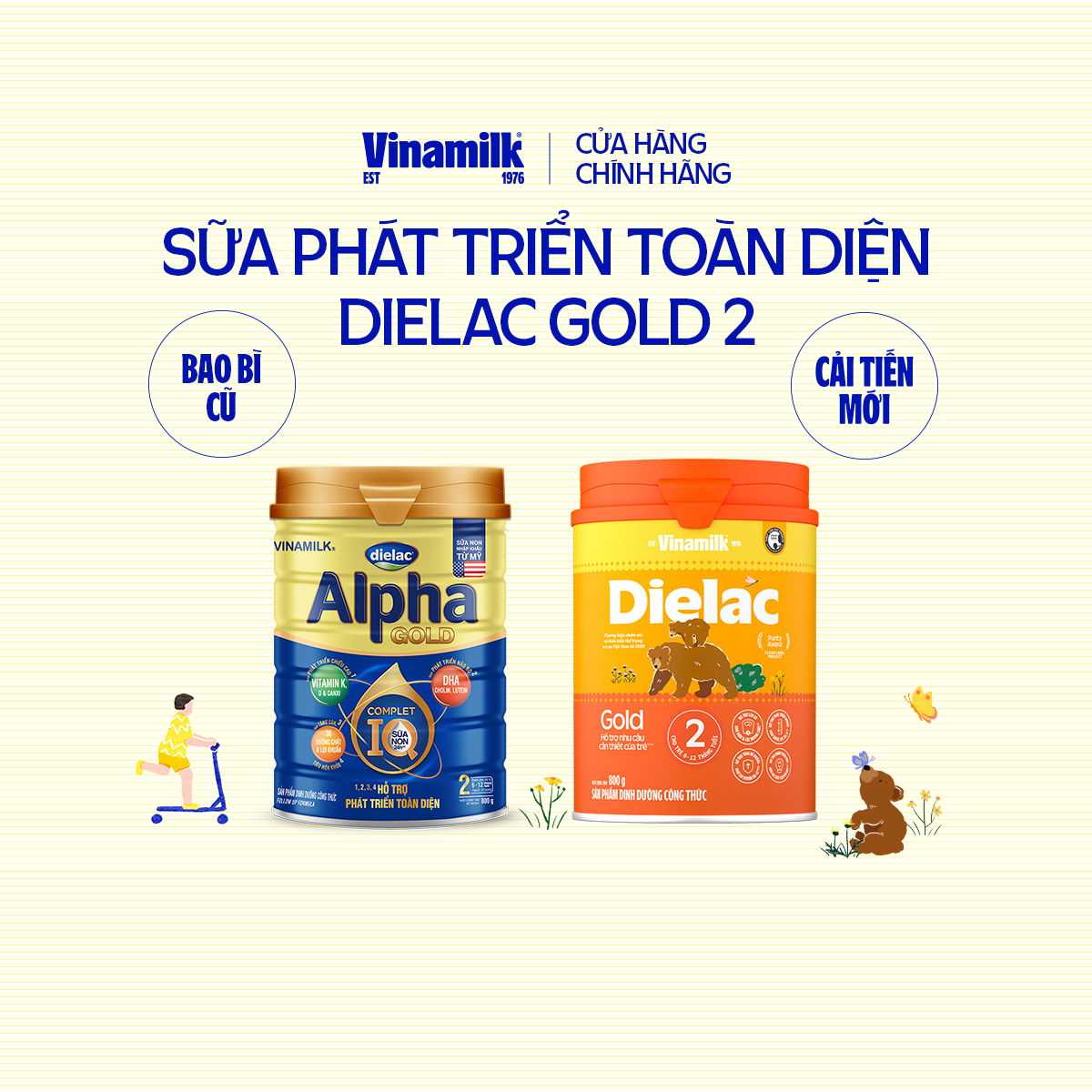 Sữa bột Vinamilk Dielac Alpha Gold 2 - 800g Hộp Thiếc (cho trẻ từ 6 - 12 tháng tuổi) - Sữa cho trẻ sơ sinh, hỗ trợ phát triển trí não của bé, tăng cân, chiều cao