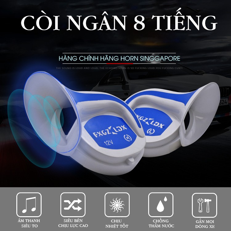 CÒI NGÂN 8 TIẾNG Ô TÔ, XE MÁY, XE TẢI 12V( có clip)