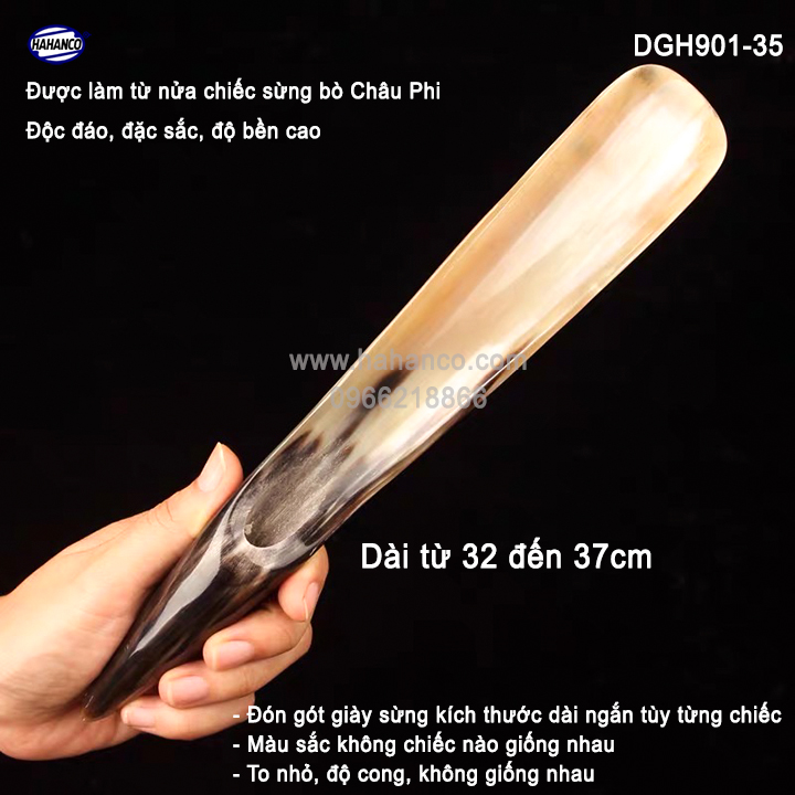 Đón gót giày bằng sừng nguyên chiếc - Dài 32-37cm - Cho giày Nam & Nữ - DGH901-35 - HAHANCO