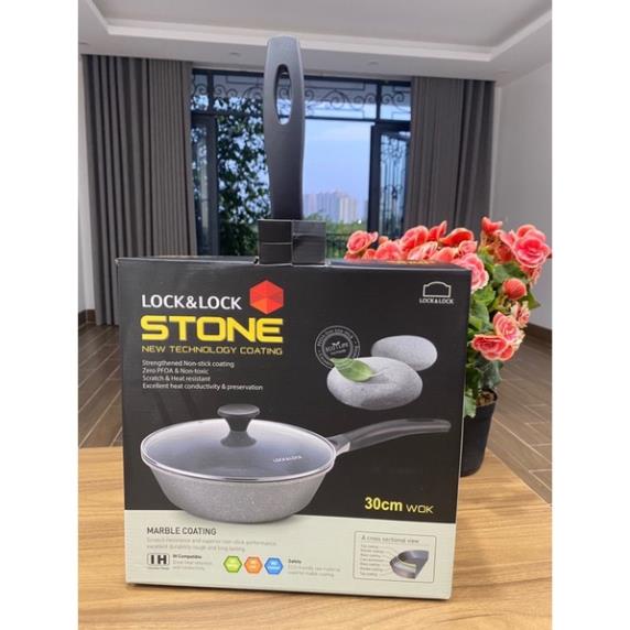 Chảo sâu lòng marble stone 7 lớp 30cm lock&lock lca6305d - dùng cho bếp từ chính hãng