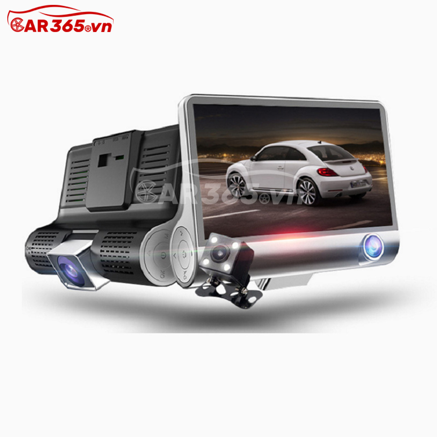 Camera hành trình ô tô FULL HD 3 mắt X005,  WDR chống chói, màn hình công nghệ IPS 4 inches, camera sau CHỐNG NƯỚC, góc quay SIÊU RỘNG 170 độ, Cảm biến va chạm, Nhận diện chuyển động - CAR21