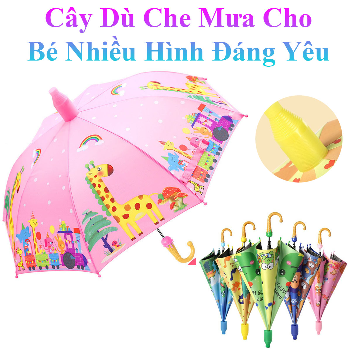 Cây Dù Che Mưa Cho Bé Nhiều Hình Đáng Yêu Thời Trang