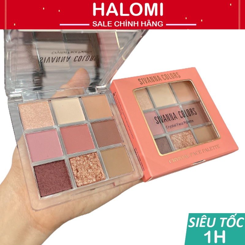 Bảng phấn mắt 9 ô Sivanna nhũ mịn lì siêu xinh trendy HF651 Halomi
