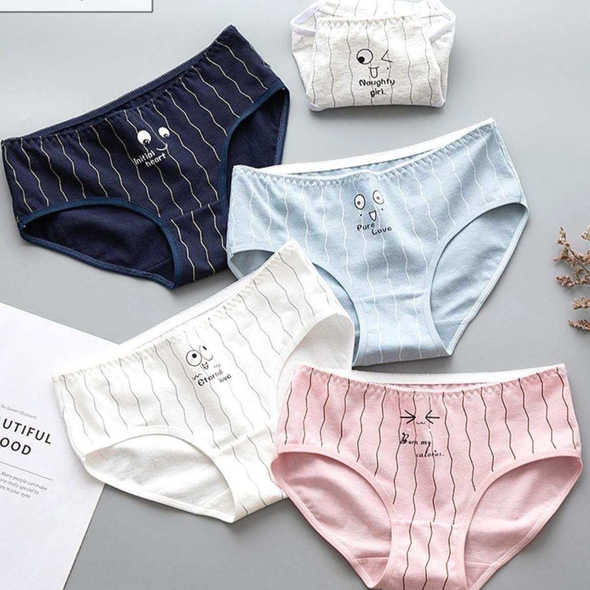 Combo 5 Quần lót nữ coton in hình ngộ nghĩnh cute