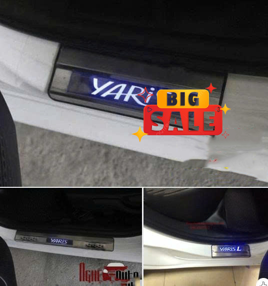 Bộ 4 Ốp Bậc Cửa Phía Ngoài Yaris 2014 2015 2016 2017 2018 ( Có Đèn ) - Ốp Bậc Cửa Ngoài Toyota Yaris