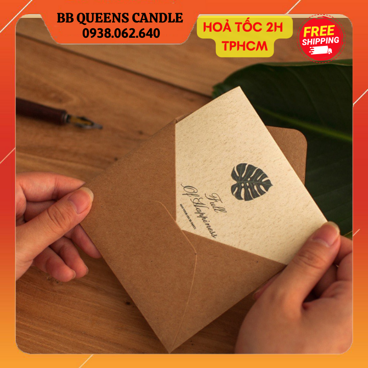 Thiệp ghi tay kèm bao thư giấy kraft