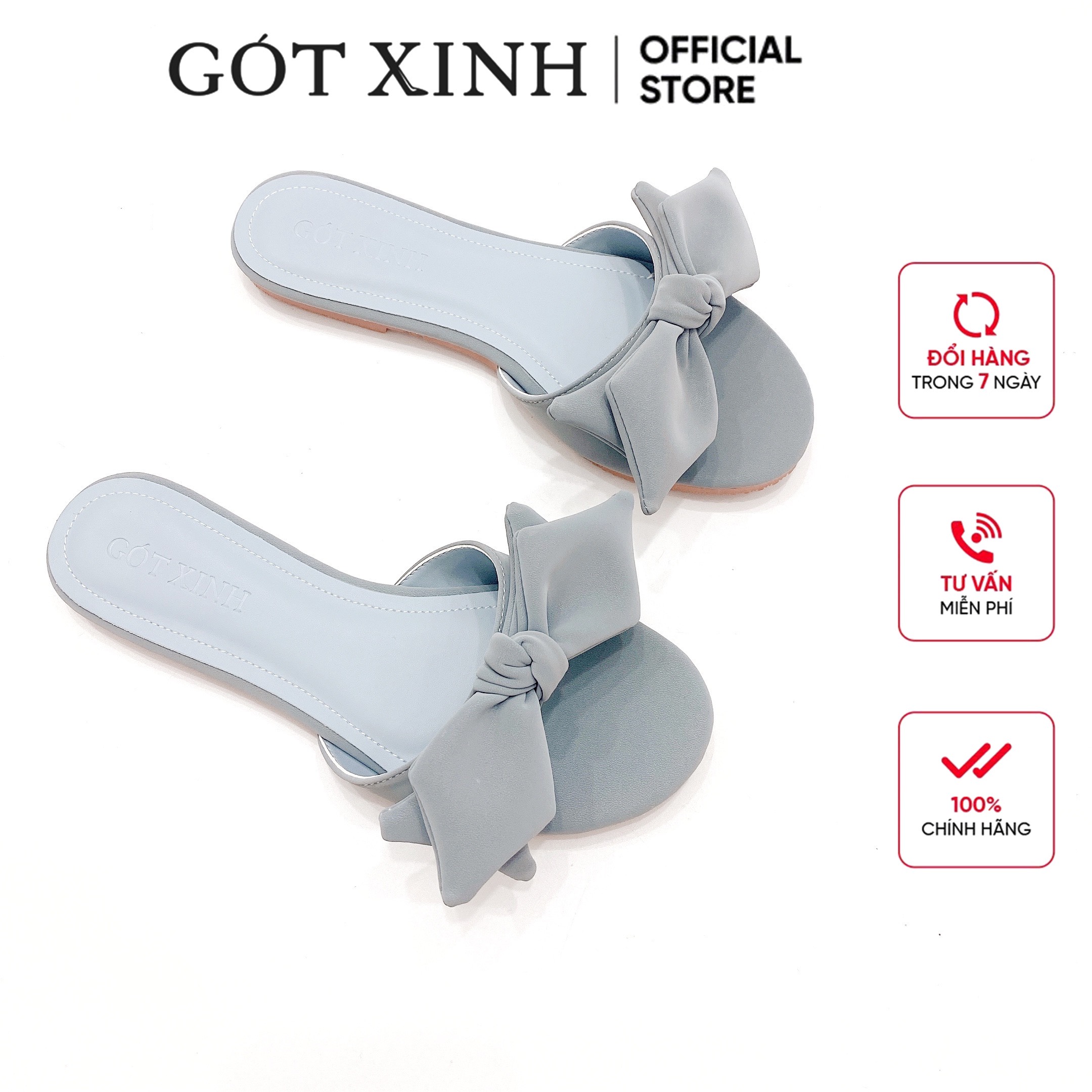 Dép xích nữ gót xinh gx4 da mờ đế bệt