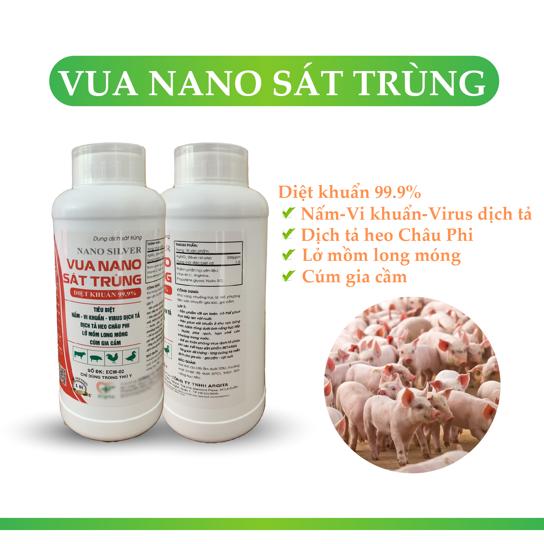 Vua Sát Trùng, Diệt Nấm -Vi Khuẩn - Dịch Tả Heo Châu Phi - Cúm Gia Cầm, An Toàn Cho Người Và Vật Nuôi