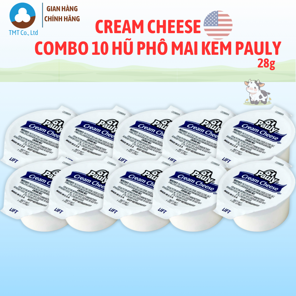 Combo 10 hũ Phô mai kem Pauly Cream Cheese 28g /hũ nhập khẩu Mỹ