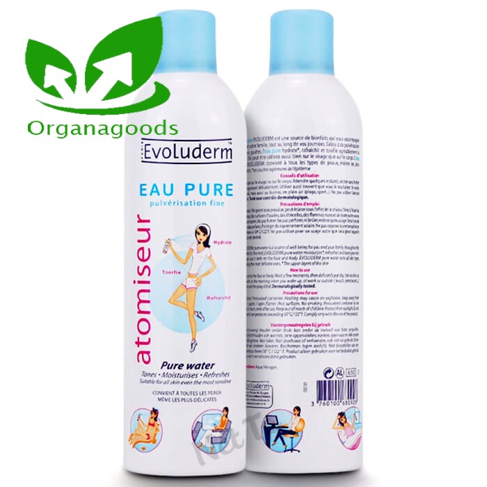Xịt Khoáng Cung Cấp Nước Evoluderm 400ml/Xịt khoáng Evoluderm Atomiseur Eau Pure 400ml/Xịt Khoáng Pháp Evoluderm 400ml