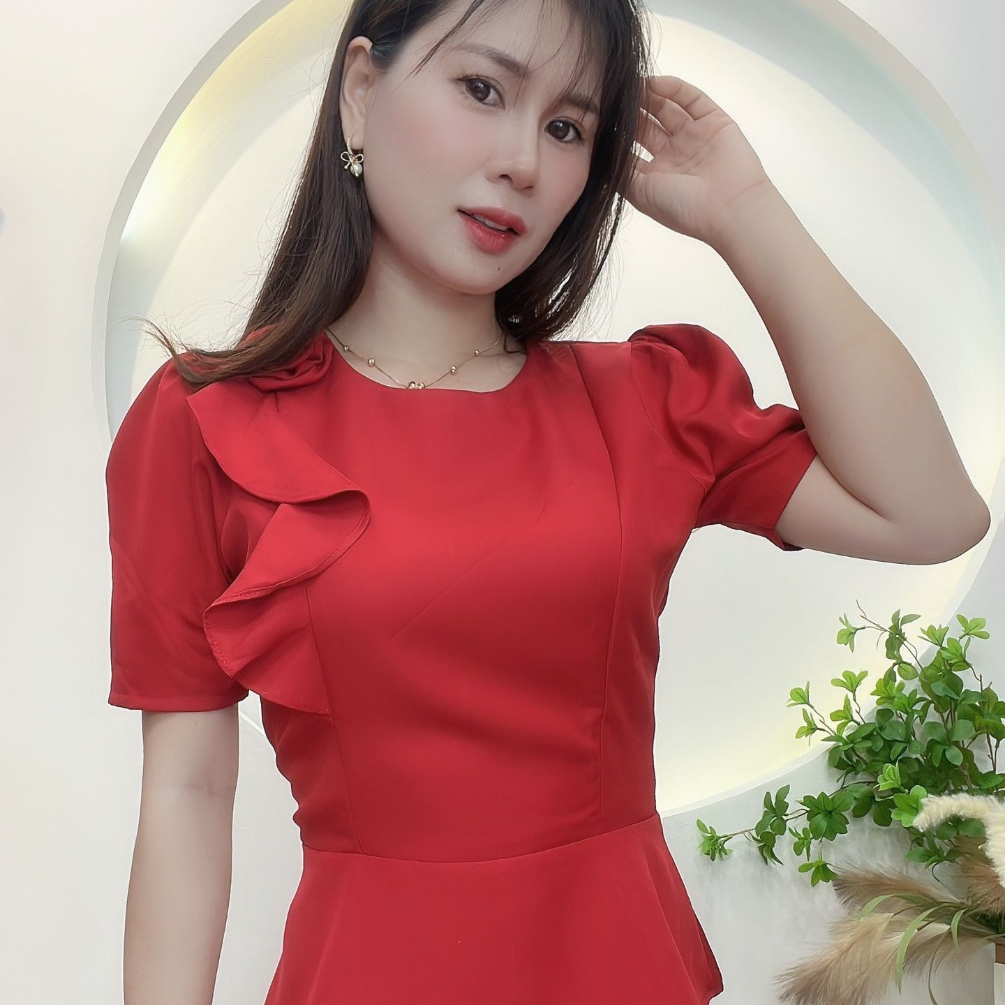 Áo peplum công sở kết hoa sang trọng