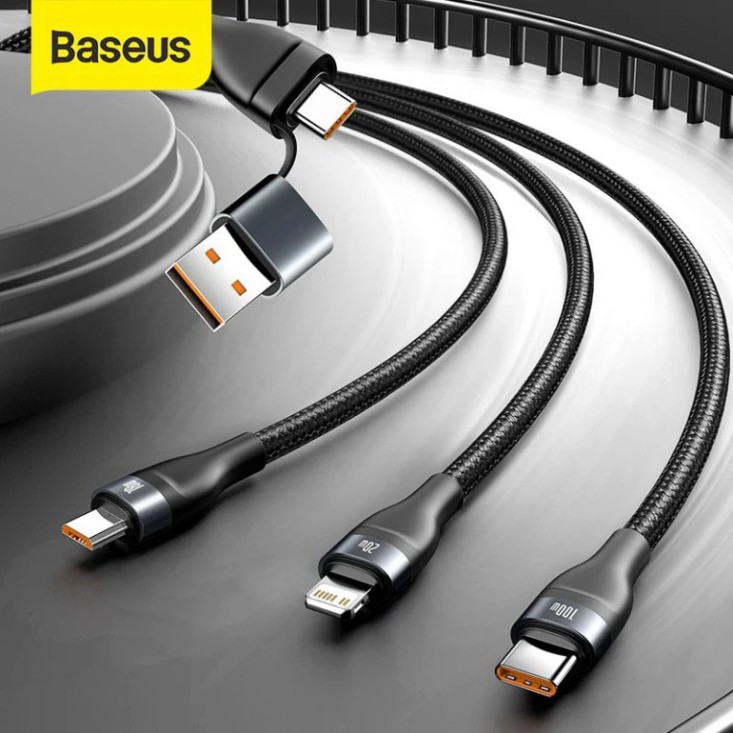 Cáp sạc đa năng Baseus Flash Series 2 sang 3 đầu Micro+Lighting+Type C g