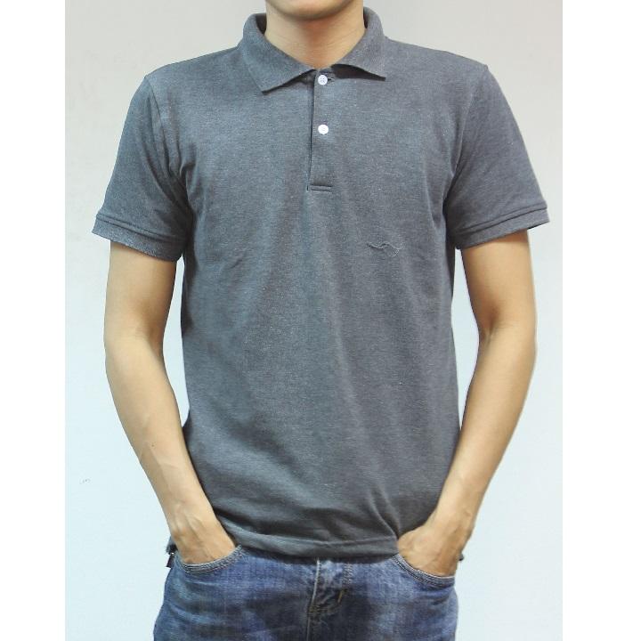 ÁO THUN NAM CỔ BẺ GHI