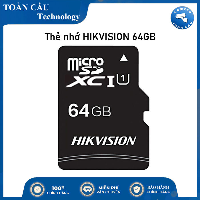 [HCM][100% CHÍNH HÃNG]Thẻ nhớ HIKVISION 64GB 92MB/s chuyên dùng cho Camera HIKVISION EZVIZ KBVISION DAHUA IMOU - Thẻ nhớ Micro SD 64GB HIKVISON - Bảo hành 2 Năm - Camera Toàn Cầu