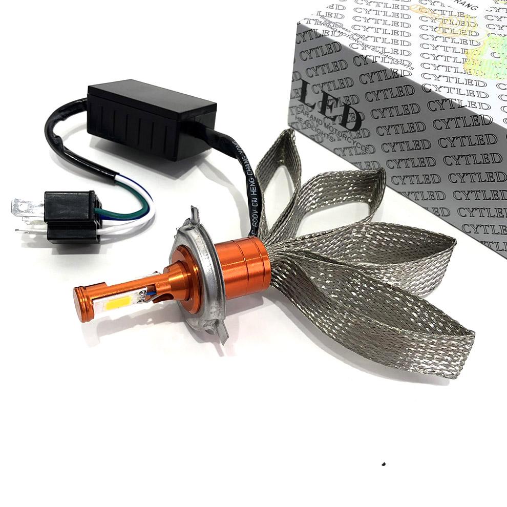 Đèn pha led 2 tim h4 ánh sáng trắng