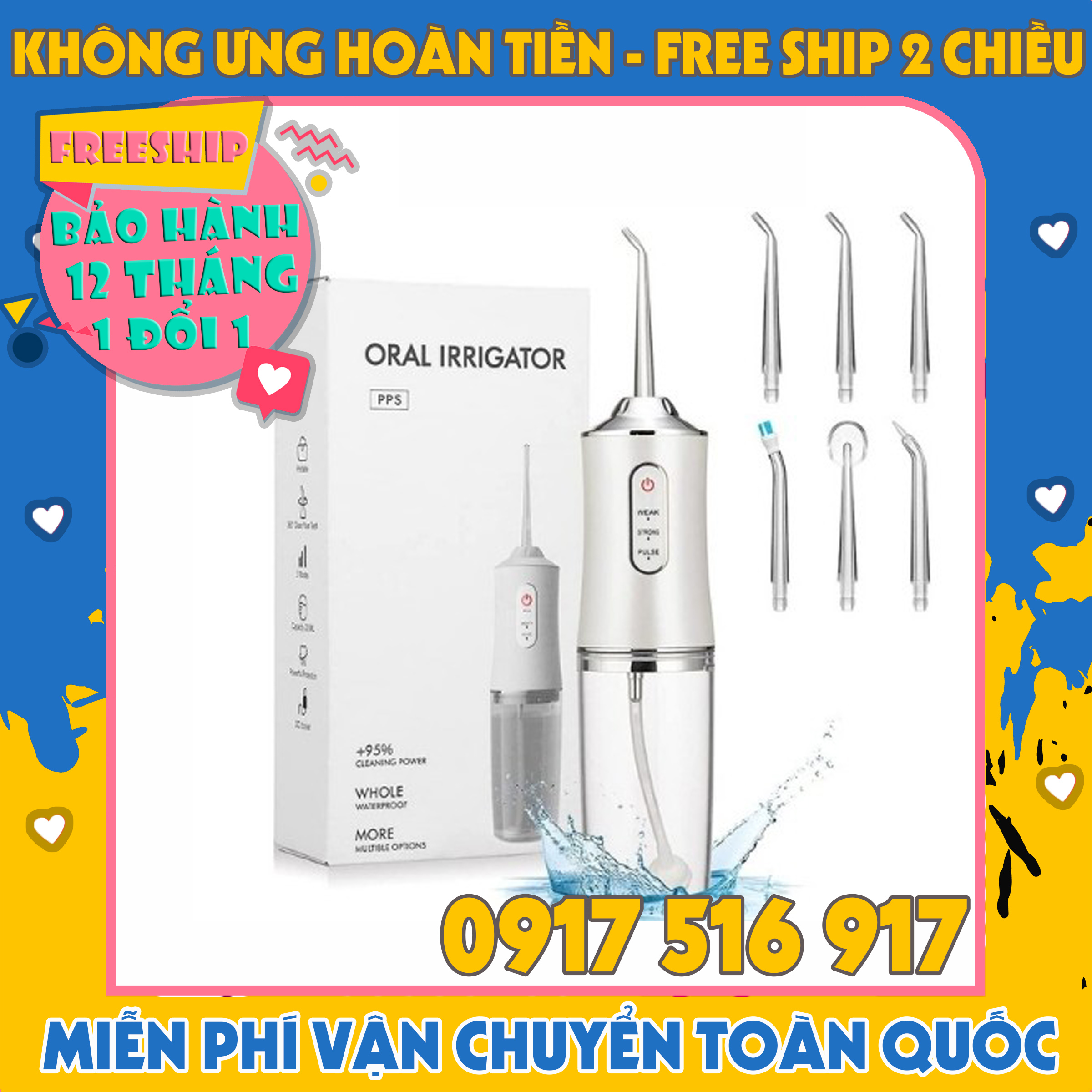 Máy Tăm Nước Cầm Tay - Tăm Nước Vệ Sinh Răng Miệng Oral Irrigator vệ sinh răng miệng sạch sâu