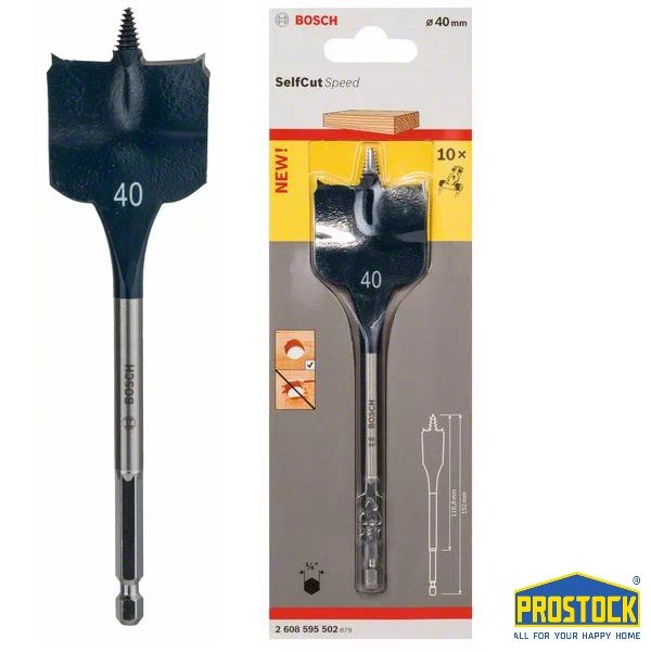 Mũi khoan (khoét) gỗ đuôi cá Bosch 40mm 2608595502