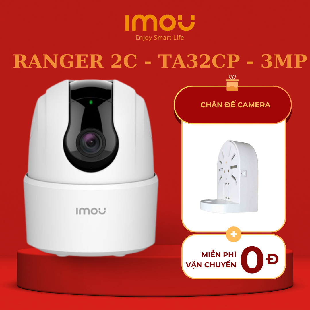 (TẶNG KÈM ĐẾ CAMERA) Camera Wifi Imou Ranger 2C - 3MP - TA32CP I Đàm thoại 2 chiều I Phát hiện con người I Xoay toàn cảnh 360 I Bh 2 năm
