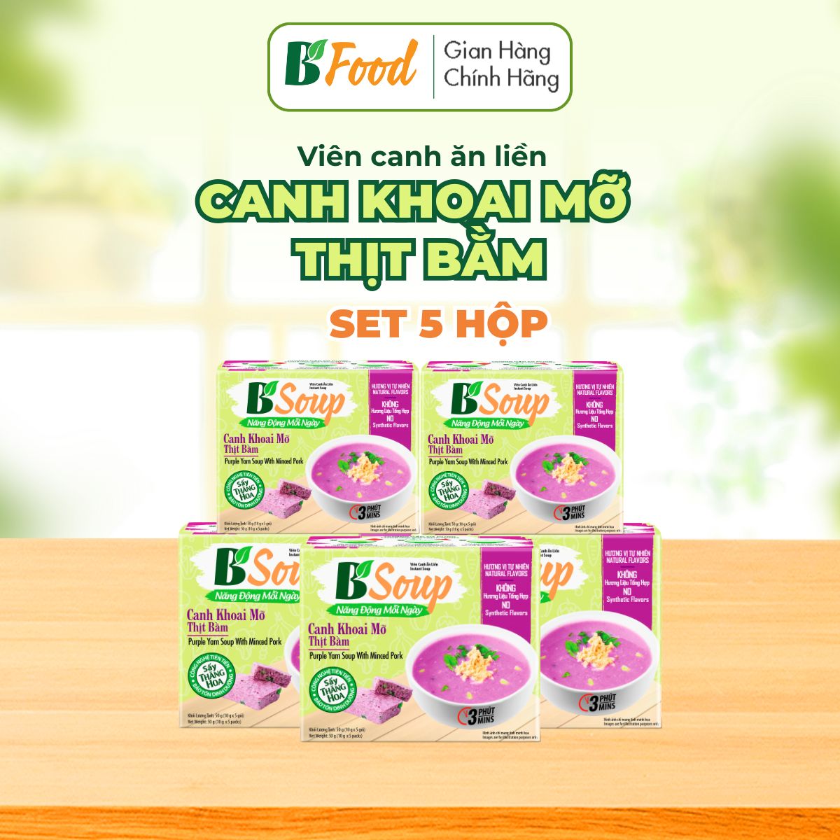 5 Hộp/ 25 Viên Canh Khoai Mỡ Thịt Bằm Ăn Liền, sấy thăng hoa, thực phẩm tiện lợi nhanh chóng, B' Soup