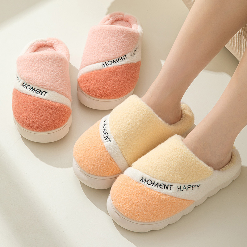 Dép lông đi trong nhà, dép lông nữ,HAPPY MOMENT .đế nhựa quai bông dày mềm may chắc chắn