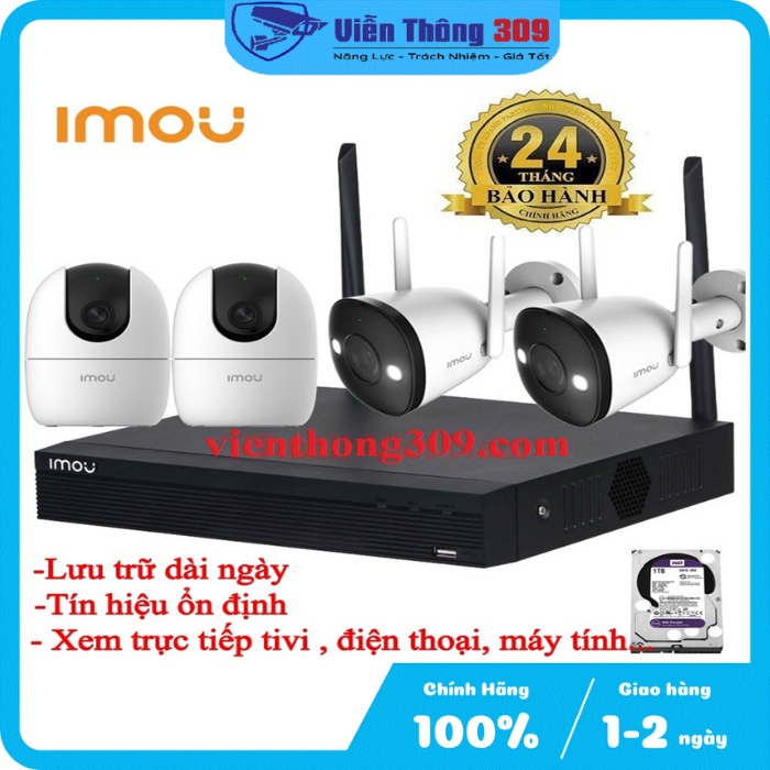 Trọn bộ kit camera không dây IMOU quan sát trong nhà ngoài trời có mic, đàm thoại 2 chiều, xoay 360 