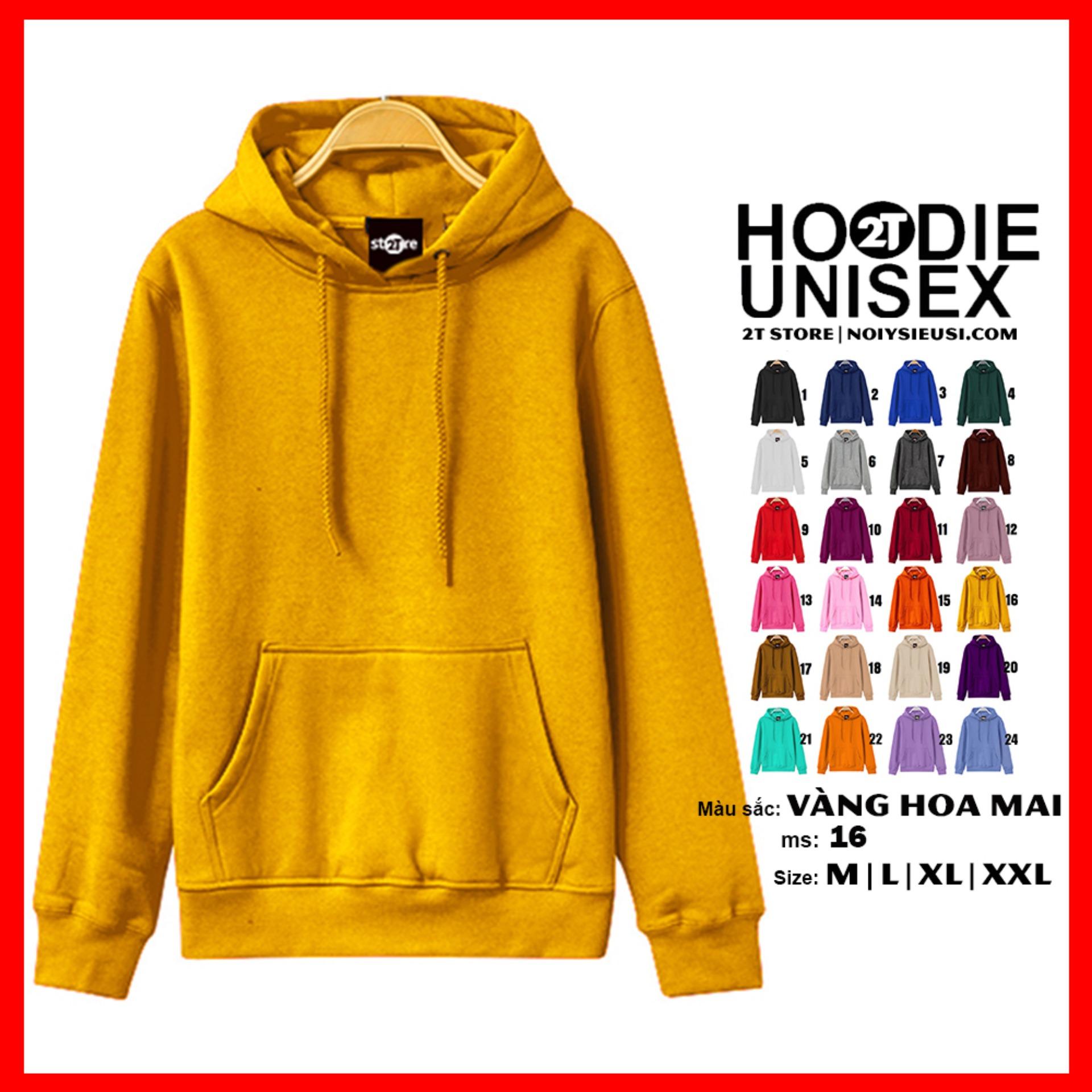 [4.4 HOÀN TIỀN 15%][HCM]Áo Khoác Nỉ Bông Hoodie Trơn Unisex 2T Store - Nón May Đắp 2 Lớp - Xỏ Ngón Cái (Vàng Tươi)