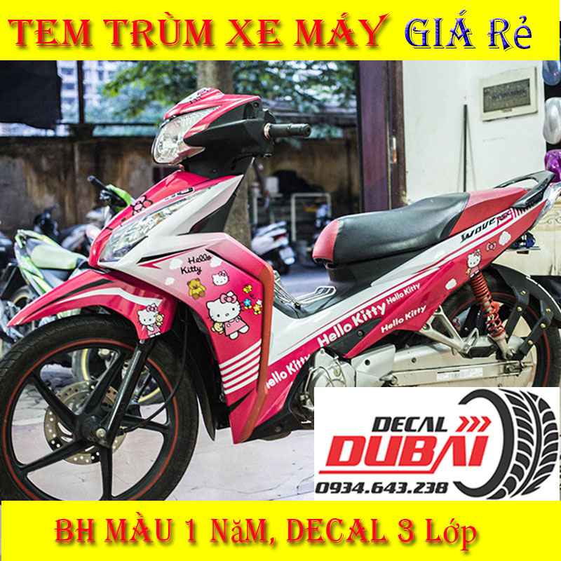 Tem Trùm Wave RSX Hello Kitty Hồng Trắng