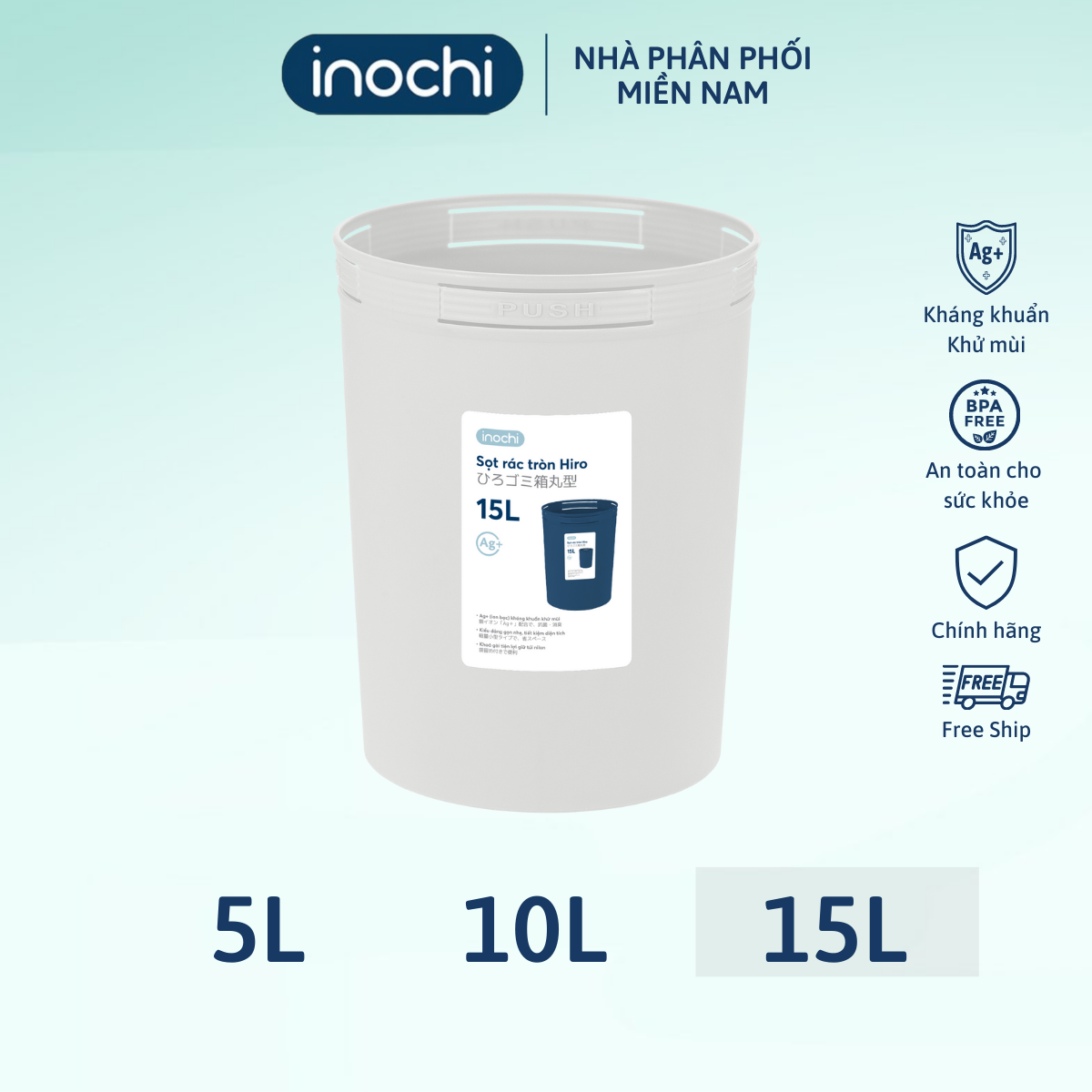 Sọt rác Hiro 15L - Giao màu ngẫu nhiên