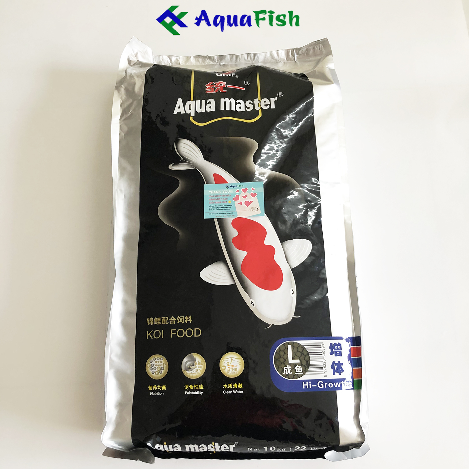 Thức Ăn Cao Cấp Cho Cá Koi Aqua Master Hi-Growth 10kg Giúp Koi Siêu Tăng Trưởng Khung Xương, Hệ Cơ, Phát Triển Màu Sắc Tự Nhiên