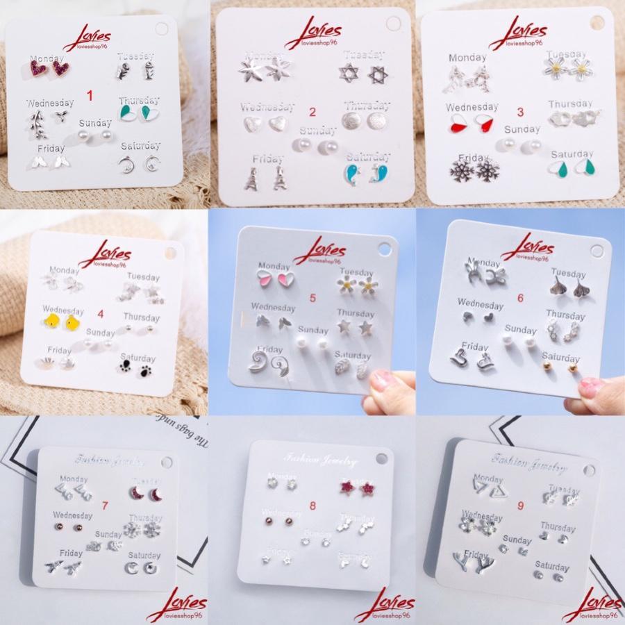 [HOT 9 MẪU]SET 7 đôi bông tai/khuyên tai các ngày trong tuần siêu hot