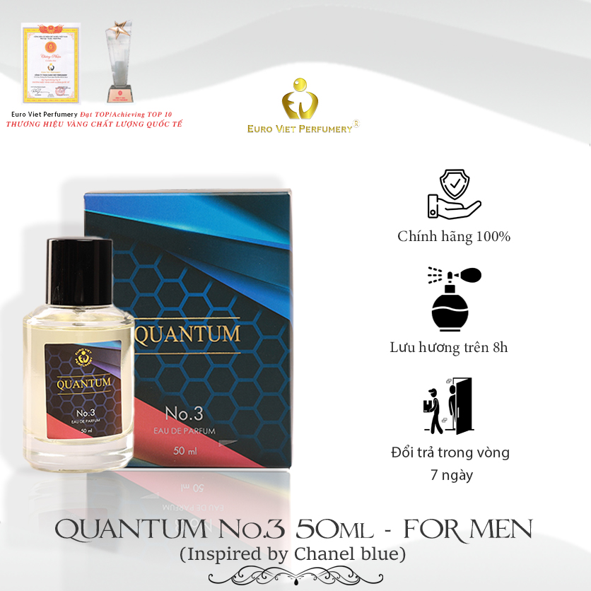 Nước hoa QUANTUM No.3 Nguồn gốc hương Từ Bleu De Chanel (NƯỚC HOA NAM) 10ml-50ml