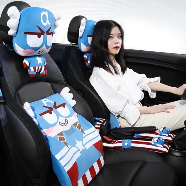 Gối Tựa Lưng ❤️ gối tựa xe hơi hình họa tiết siêu anh hùng cực đẹp và cao cấp, phụ kiện trang trí xe hơi chính hãng