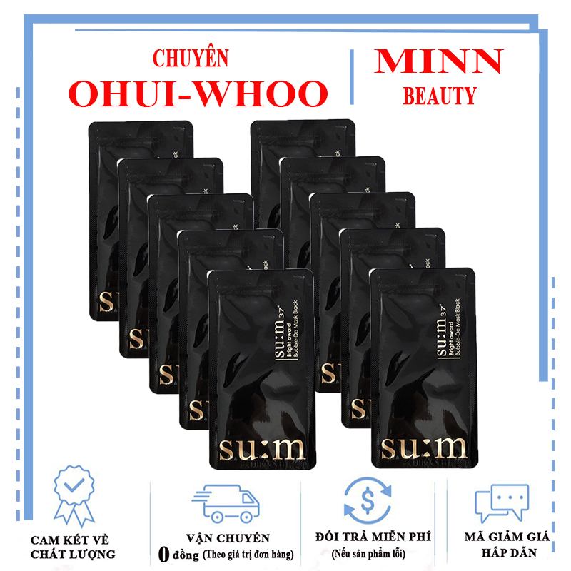 [Hỗ Trợ 15k Ship] Combo 10 Mặt Nạ Sủi Bọt Thải Độc Da Su:m37 Bright Award Bubble-De Mask Black