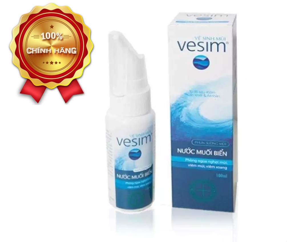 Dung dịch xịt mũi giảm nghẹt mũi, viêm mũi, viêm xoang - Nước muối biển Vesim - Lọ 50 ml