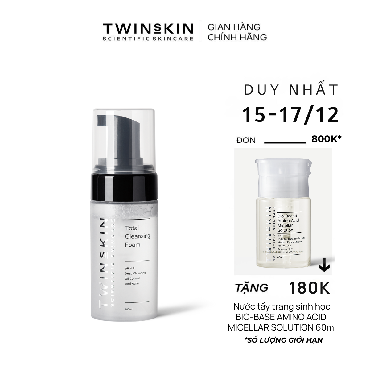   HCM Sữa Rửa Mặt Tạo Bọt Kiểm Soát Dầu - Total Cleansing Foam 