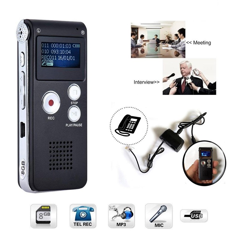 Máy ghi âm lưu trữ 8g, thiết bị ghi âm chuyên dụng cao cấp sk-012 pin trên 300h - hàng chính hãng