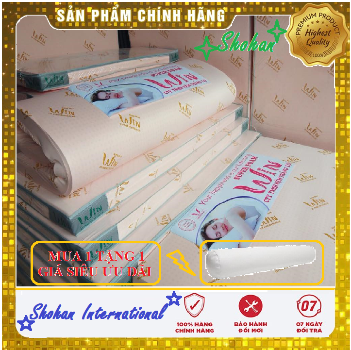 Nệm 160x200x10cm Cao Su Super Foam Win THẮNG LỢI Thoáng Khí.Tặng 1 Gối Ôm Cao Cấp