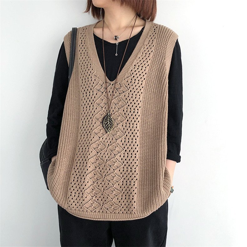 Áo gile len nữ form rộng khoác ngoài GL04