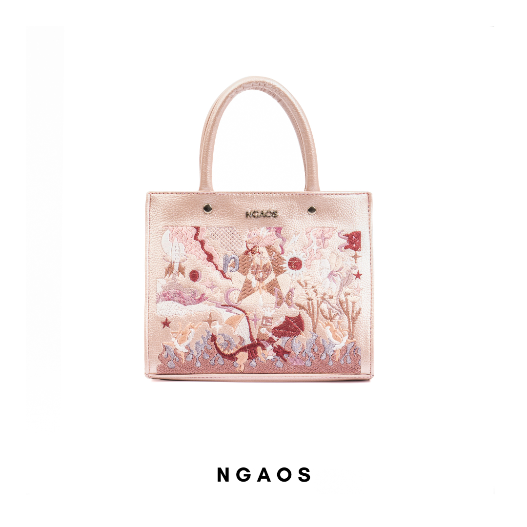 Túi xách ngaos the book bag silver rose - medium size