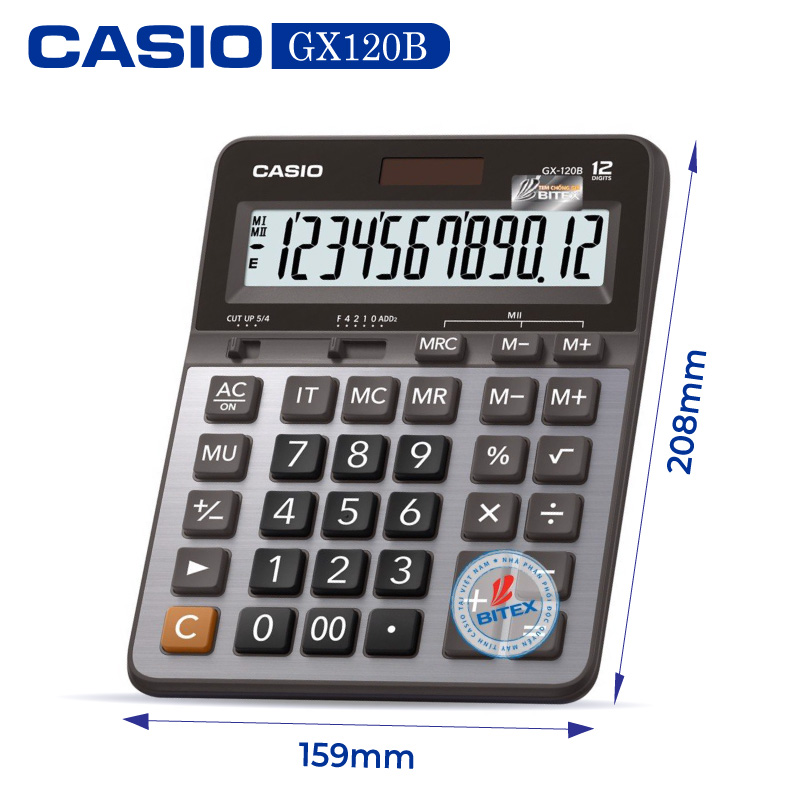Máy tính casio gx-120b - chính hãng bitex, bảo hành 7 năm