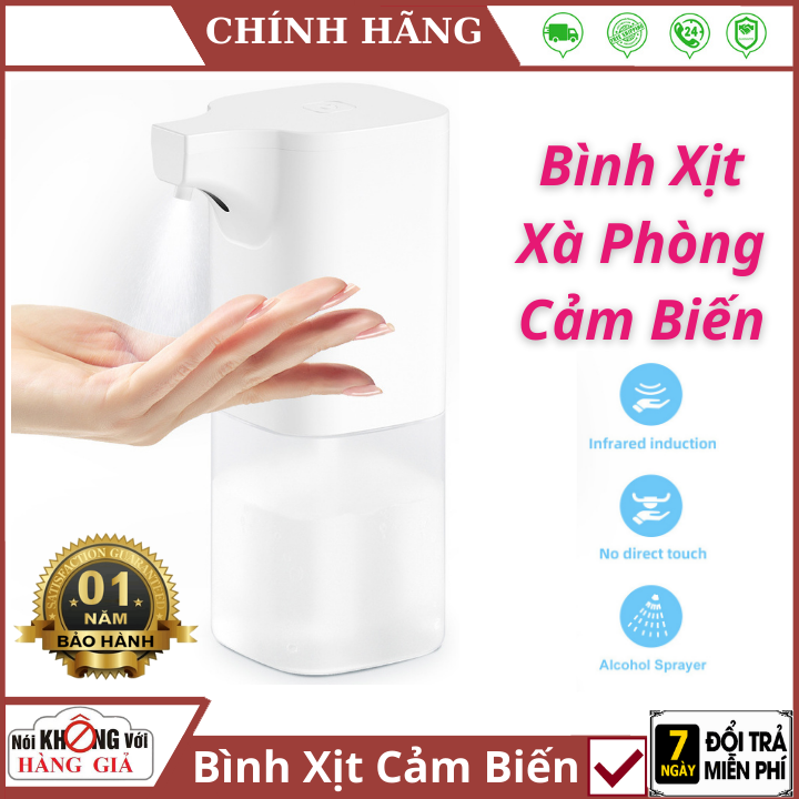 (Tặng 1 viên Sủi Xà Phòng Diệt Khuẩn), Bình Xịt Cồn Rửa Tay Cảm Ứng Tự Động Cao Cấp - Hộp Đựng Xà Phòng - Dung Tích 350ml - 2 Chế Độ Phun - Chống Nước IPX4, Nhựa ABS - Sát Khuẩn An Toàn, Tiện Lợi , Bình Xịt Xà Phòng Tự Động