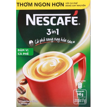 Cà phê hòa tan Nescafé 3in1 xanh đậm vị cà phê hộp 20 gói x 17g