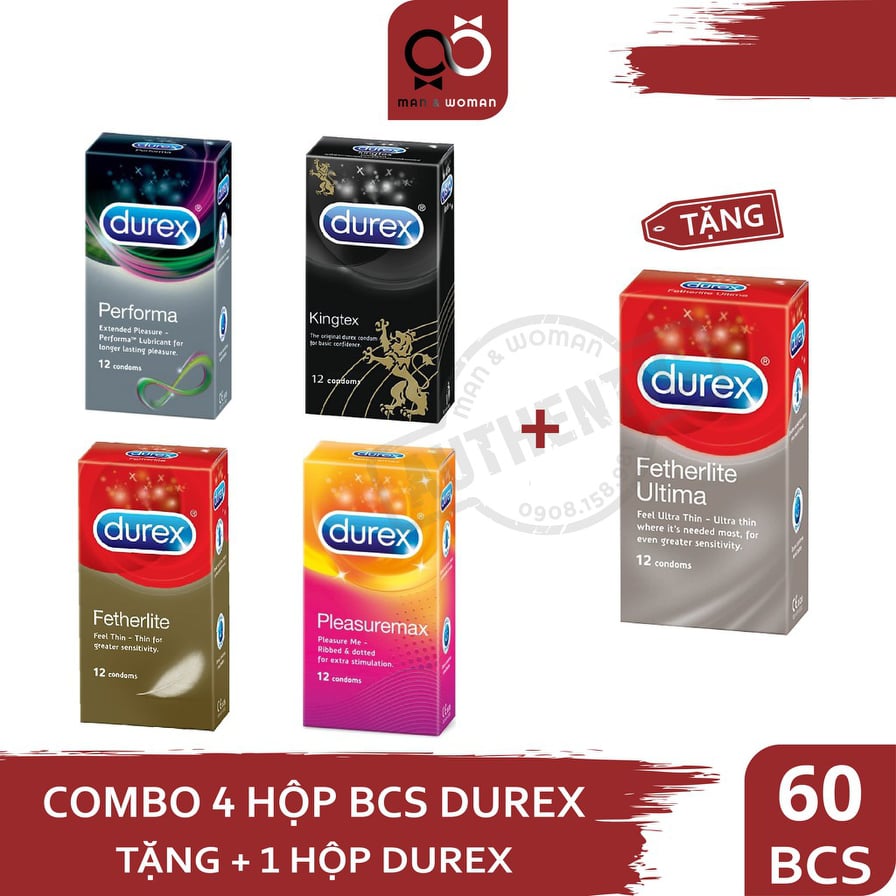 COMBO 5 HỘP 60 BCS DUREX