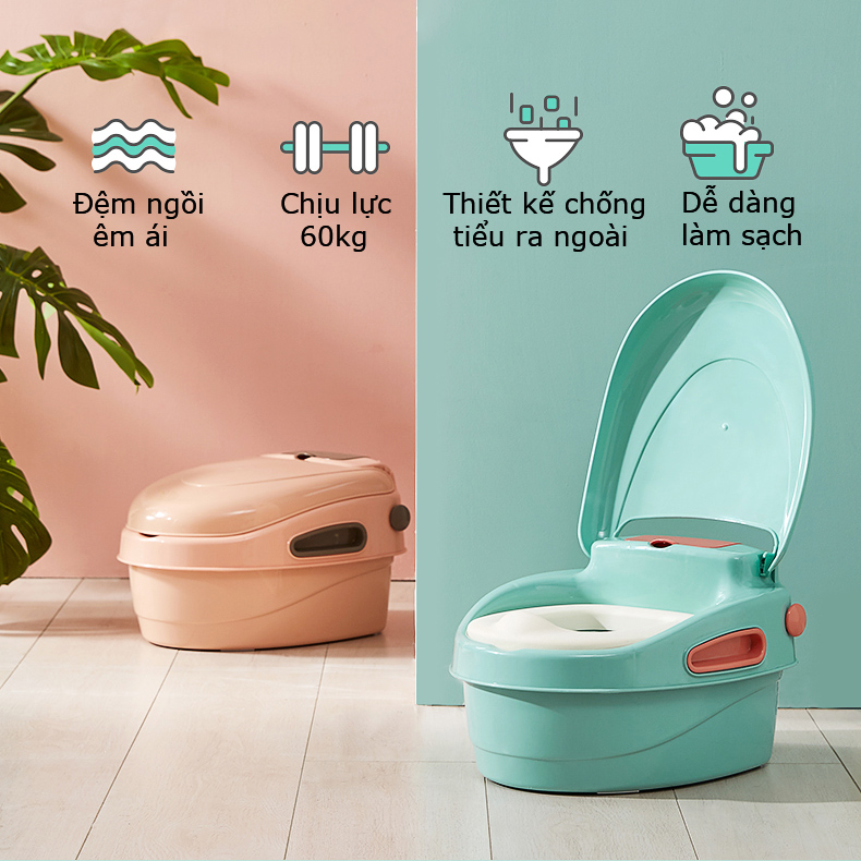 Bô vệ sinh em bé đa năng KUB, bệ thu nhỏ bồn cầu cho trẻ em có đệm ngồi và lắp đậy chắc chắn dễ dàng vệ sinh