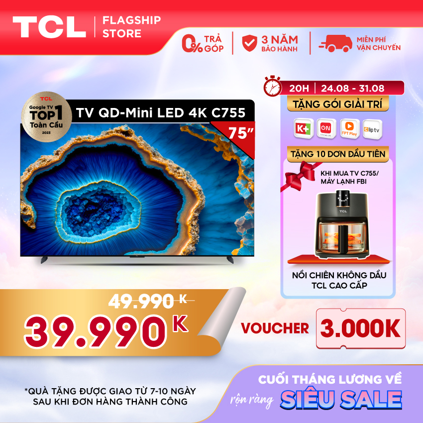 Tcl 75c755 qd-mini led 4k tv - tivi 75inch - hàng chính hãng - bảo hành 2 năm
